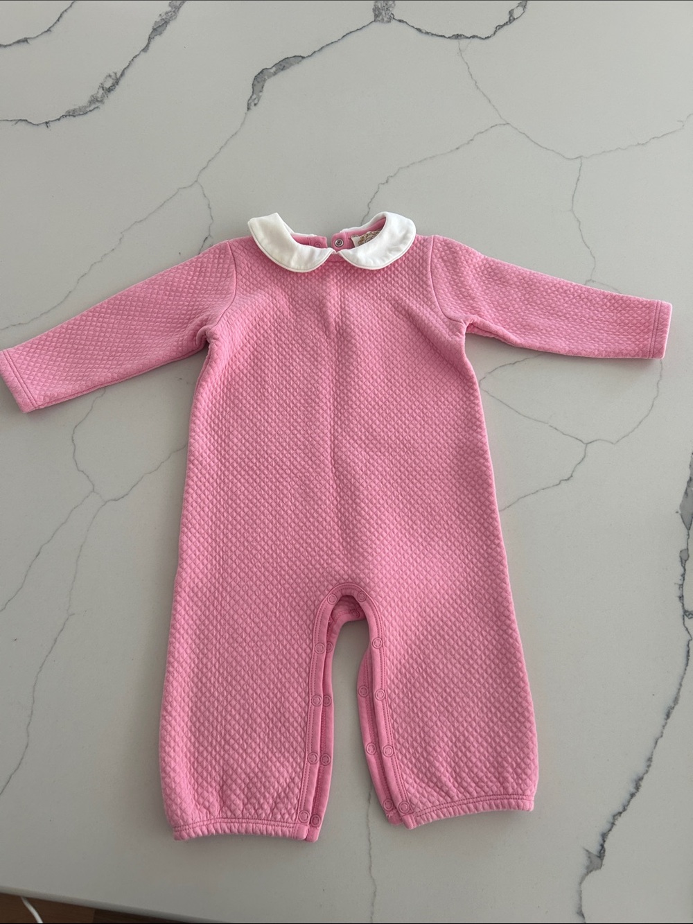 The Beaufort Bonnet Company Pink Quilted One-Piece with White Peter Pan Collar